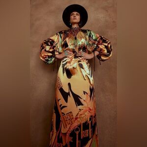 Temperley London 100% viscose Elegant Floral Maxi Dress, US6